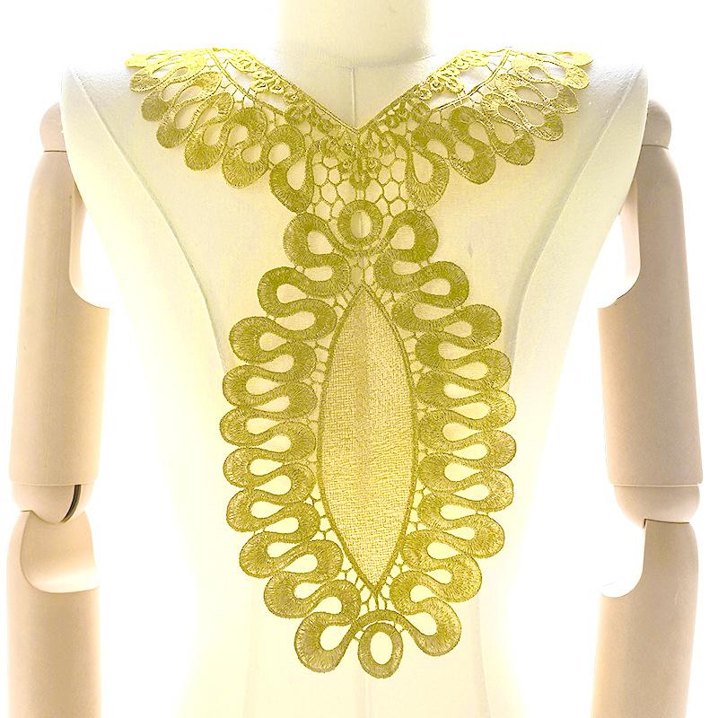 Color Heavy Industry Yarn-dyed Embroidered Collar, Gold Thread Embroidery, Large Fake Collar, Water-soluble Lace Collar, Hollow