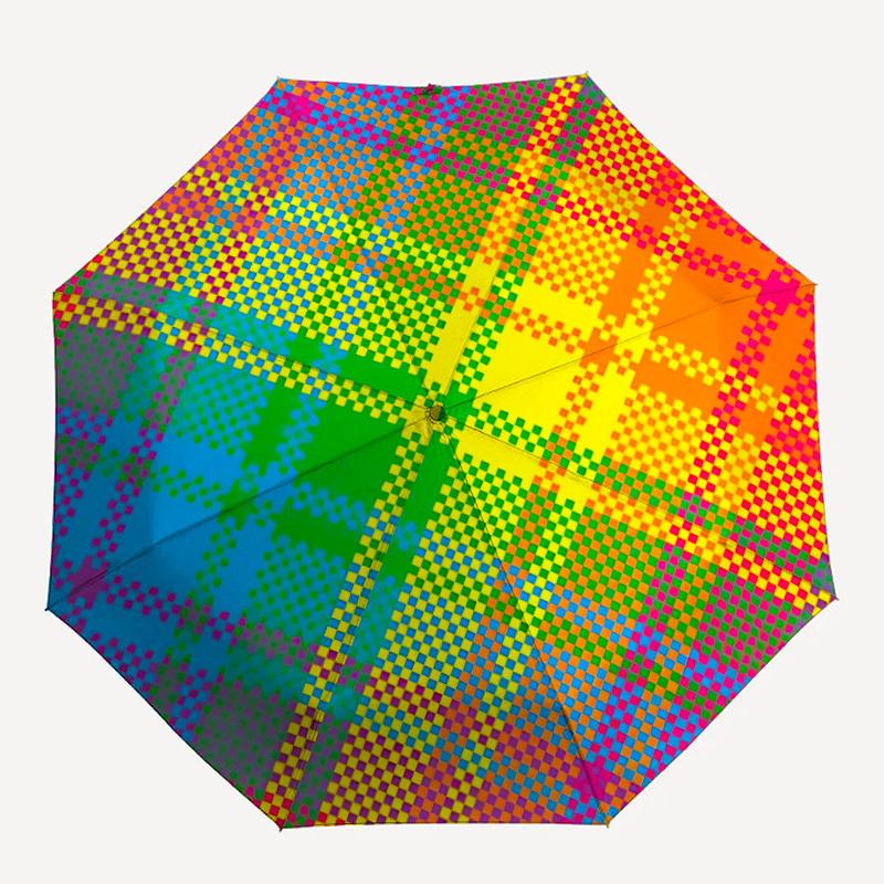 

1pc Plaid Pattern Circle Automatic Open/Close Umbrella, Compact Travel Umbrella, 8-Rib Sturdy Frame - Ideal Gift for Friends yy251118083