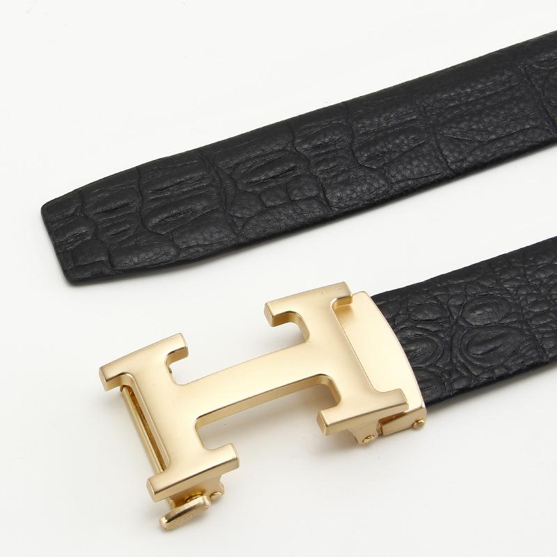 

Новый мужской кожаный ремень с автоматической пряжкой из натуральной воловьей кожи, деловой повседневный ремень 110-130CM