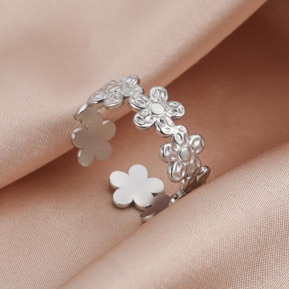 Stainless Steel Women Rings Geometric Heart Aesthetic Adjustable Open Finger Ring Fashion Party Jewelry Gifts
