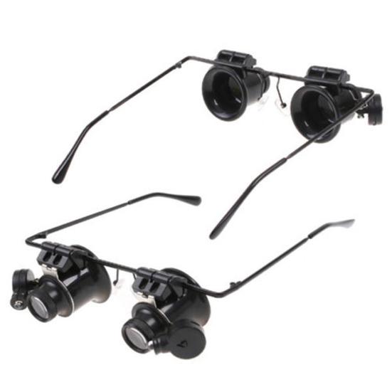 20x Förstoringsglas Glasögon Lupp Lens Juvelerare Klocka Reparationsverktyg med LED-ljus