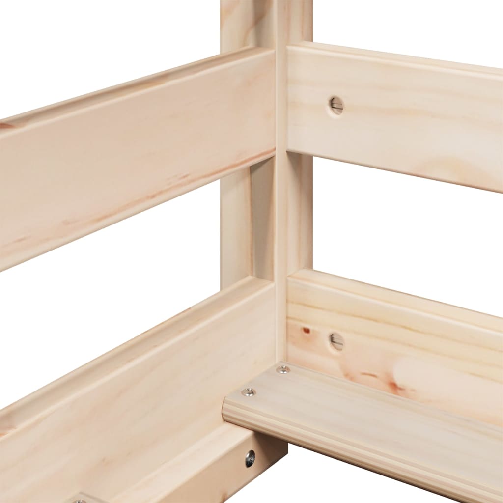 High Bed with Ladder and Canopy 80x200 cm Solid Pine Wood