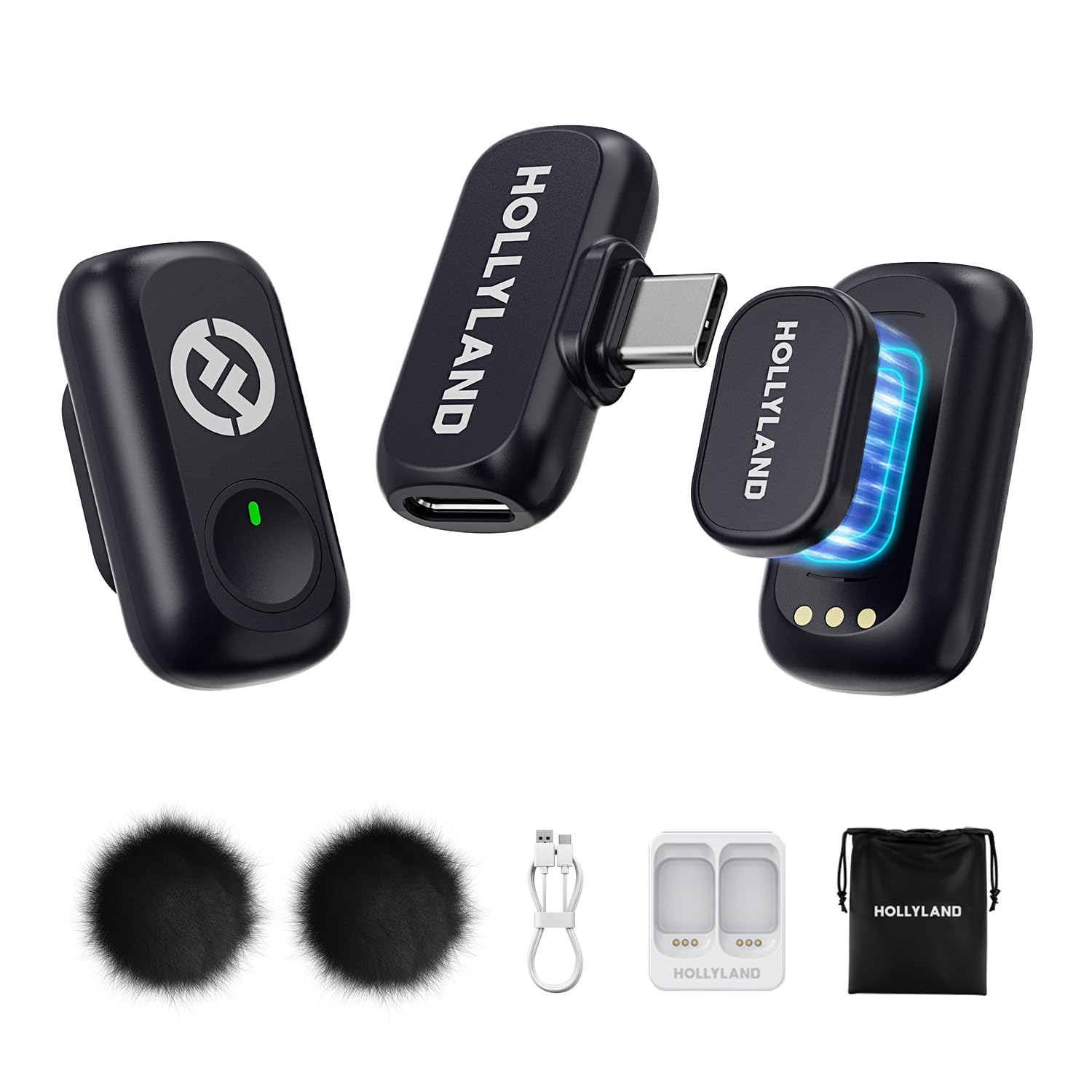 

New Hollyland LARK A1 Mini Duo Lavalier Microphone Noise EQ Reverb for Charging Case Not 2025 Model [Professional Grade, iPhone/Android Compatible, чёрный