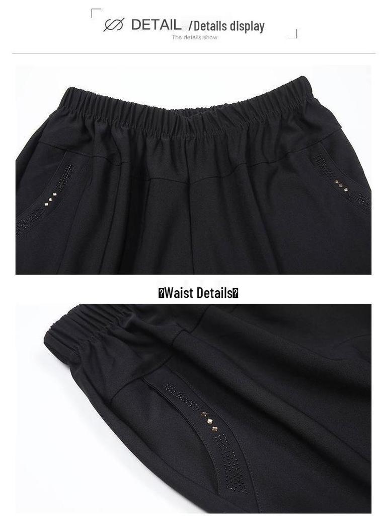Elastic Waist Straight-Leg Pants for Women - Plus Size, Loose Fit, Ideal for Spring/Autumn, Perfect for Middle-aged and Elderly.