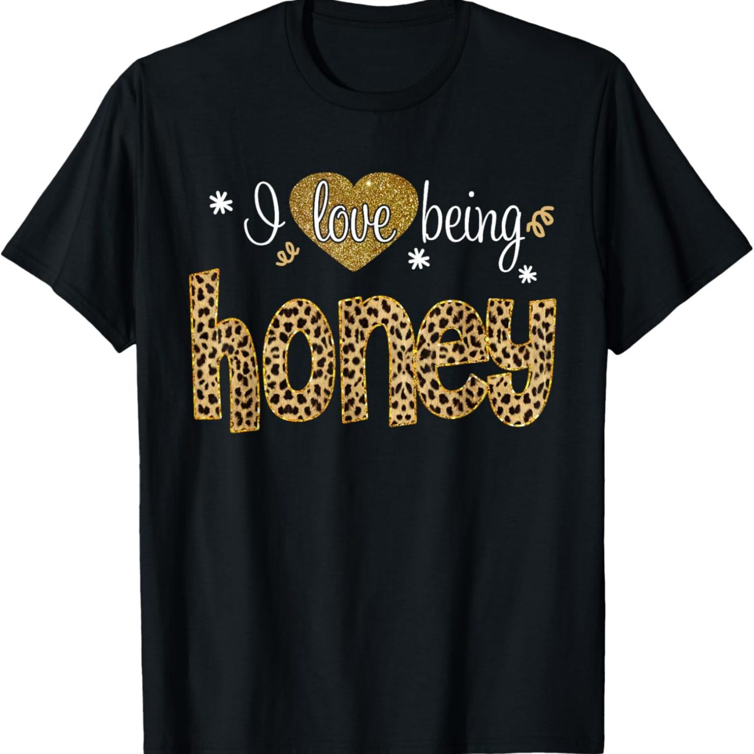 I Love Being Honey leopard plaid- Christmas gift T-Shirt S чёрный