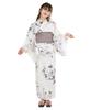 KYOETSU Yukata Variegated Set for Junior Girls Kokiku Girls' Set, Off-White, E, Weave, 3-Piece (Yukata, Obi, Geta) (Size 12. Shinzui, 130cm)
