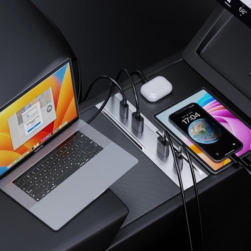 65W Expansion Dock Central Control Charging Shunt USB HUB Accessories Extender Fast Intelligent For Tesla Model 3 Highland 2025