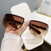 Frameless Diamond-Studded Snow Sunglasses for Women, Y2K Glasses, Trendy Cool Tech-Feel Cyberpunk Sunglasses