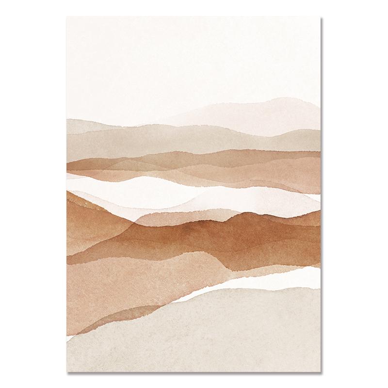 Abstrakter Leinwanddruck Beige SunPainting Line Mountain Wandkunst Poster Minimalistische Drucke Nordische Wandbilder Wohnzimmer Dekor