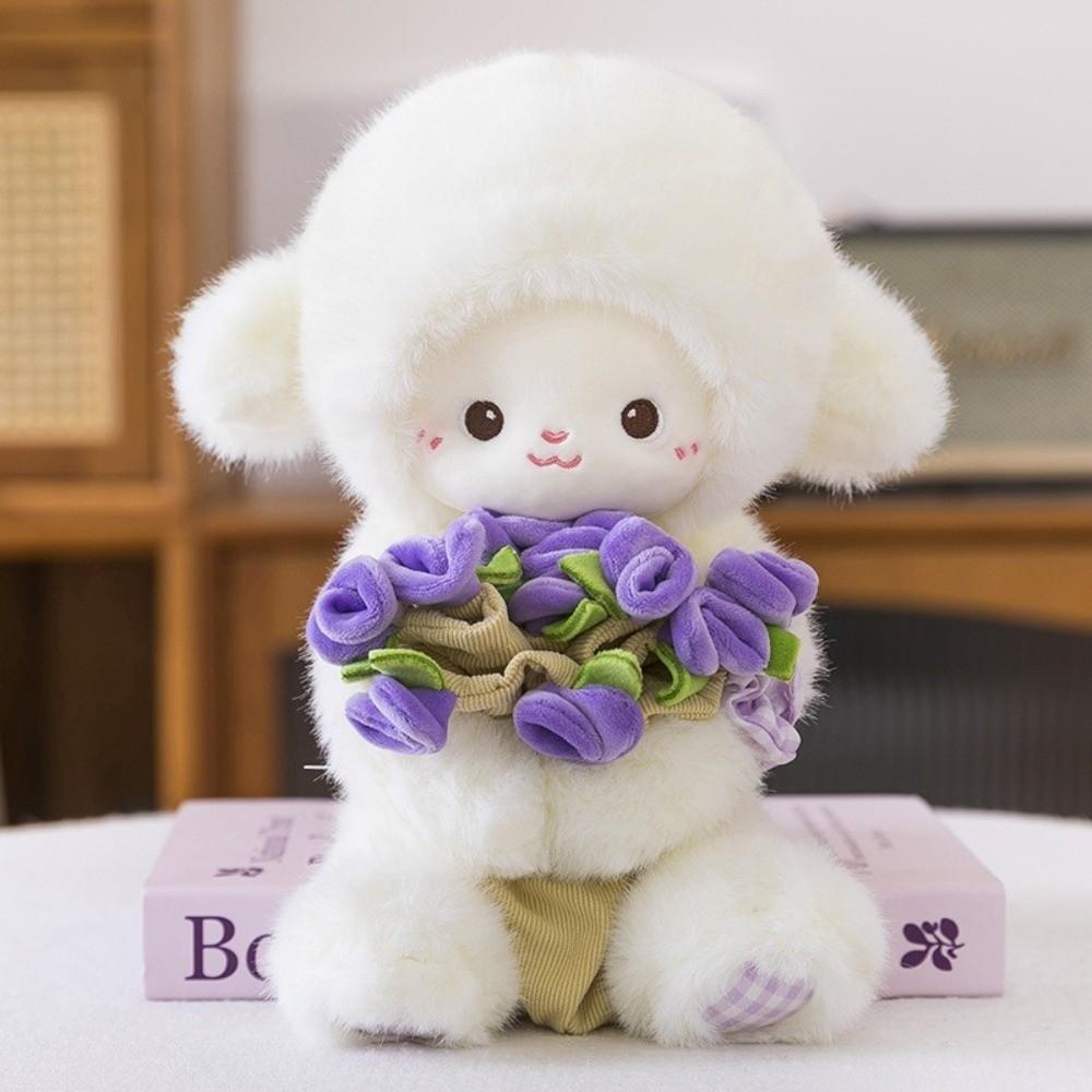 Soft Magnetic Hugging Lamb Small Rose Hat Plush Toy Cute Lamb Doll Toy  Birthday Gift