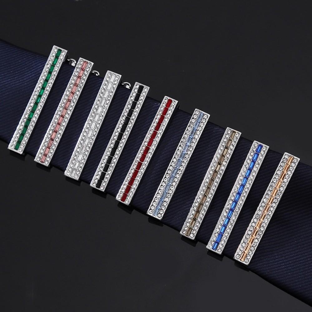 Zinc Zinc Alloy Cuff Links Shiny Sleeve Button Fashion Strip Zircon Tie Clip Men's Suit Accessory