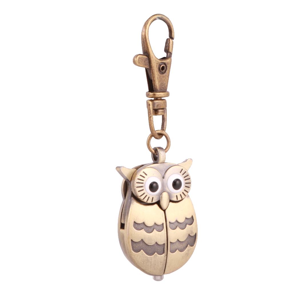 Cartoon Cute Owl Pocket Watch Double Open Electronic