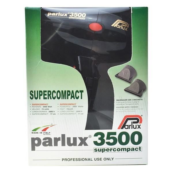 PARLUX Haartrockner - 3500 Supercompact - Luftdurchsatz 73 m3/h - 2000 W - Schwarz