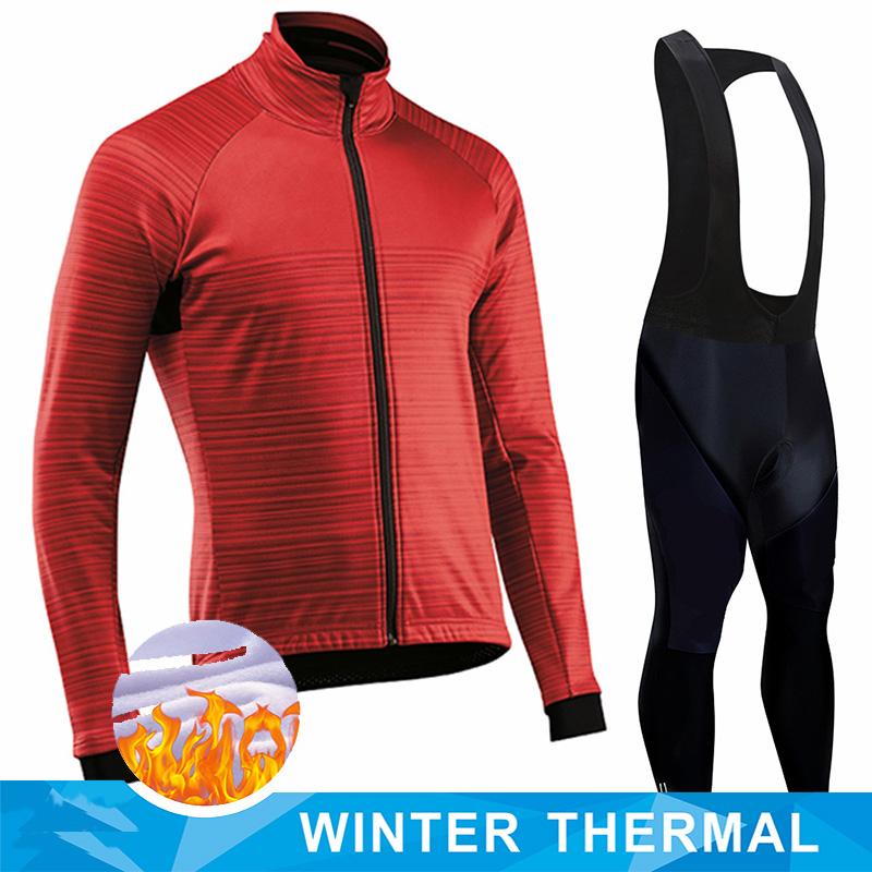Men 2026 Winter Velvet Warm Cycling Clothing Suit Set Thermal Fleece Bicycle Jersey Set MTB Warm Bike Jersey Set Ropa