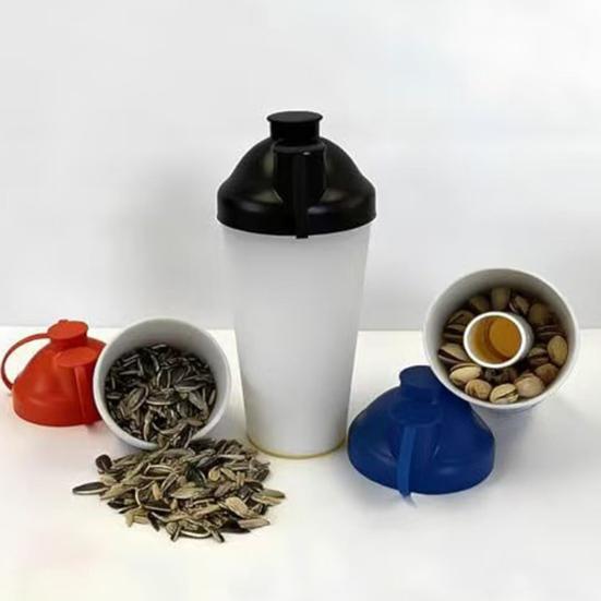 Sunflower Seeds Snack Cup Portable Shell Separator for Car Cup Holder Double Layer Snack Nut Waste Container for Travel