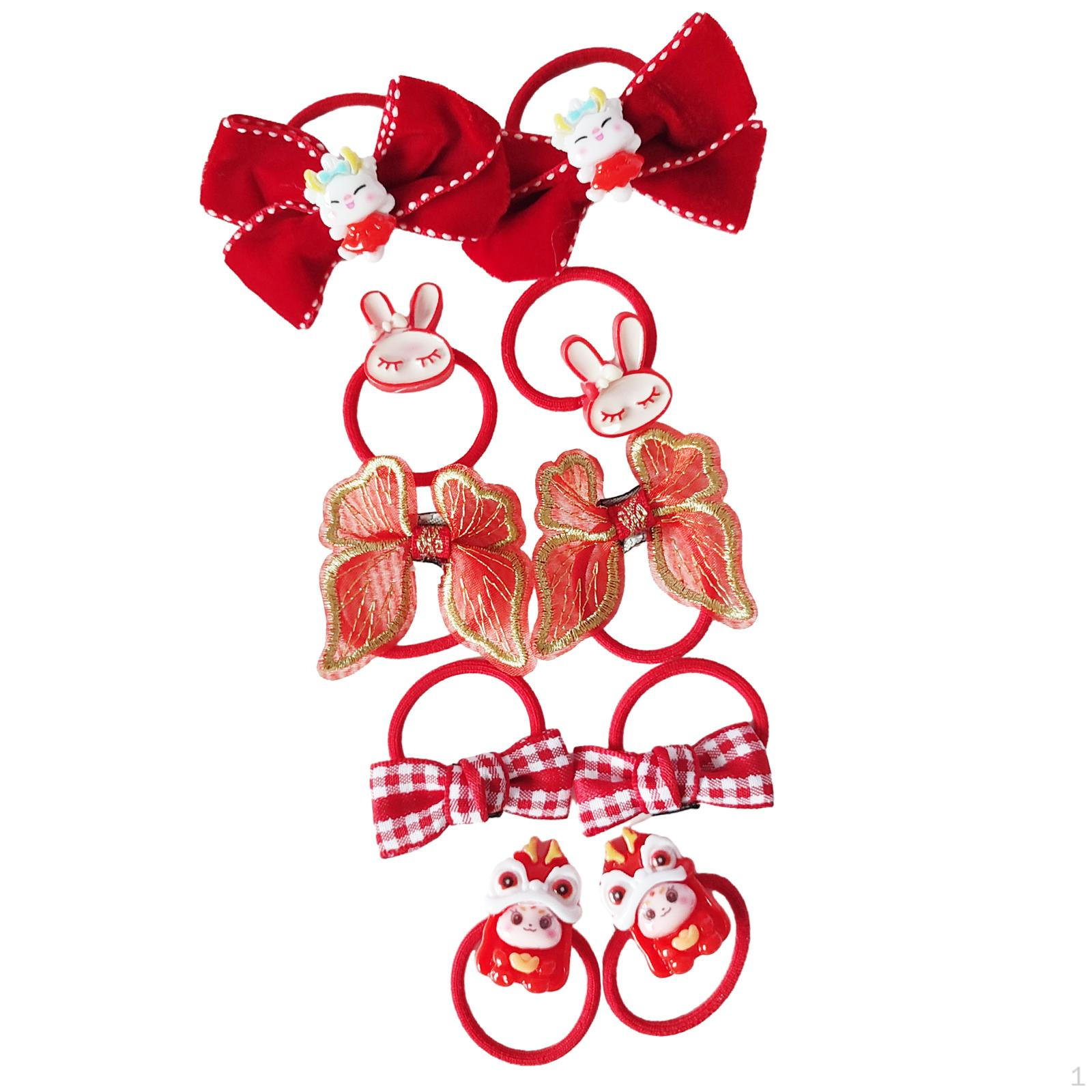 

10 штук Мультяшные резинки для волос для девочек Мягкие резинки Украшение Эластичные Держатели для хвостиков в китайском стиле Style B