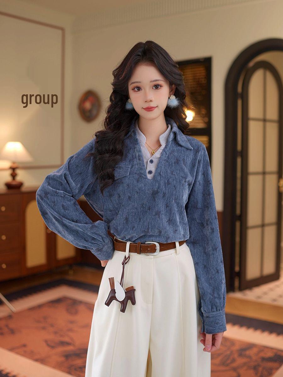 DaYuanSAD Women s Long Sleeve Layered Shirt Top for Autumn/Winter Small