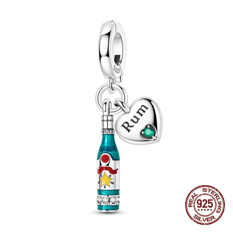 Wine Bottle Charms Copper Rum Brandy Whiskey Tequila Beads Fit 3Mm Original Bracelets Diy Jewelry Birthday Gift