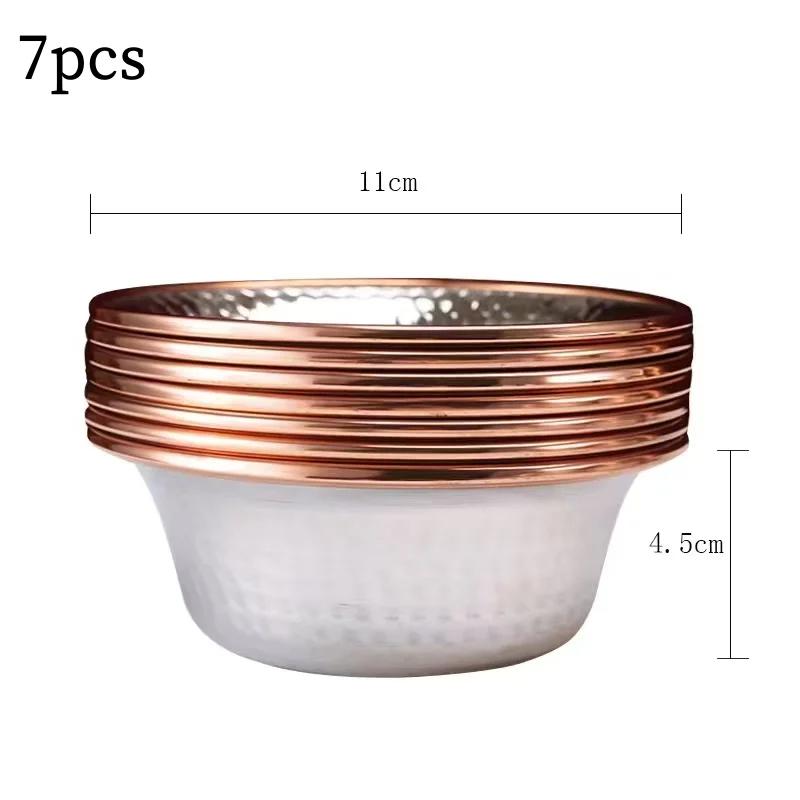 7pcs Pure Copper Tribute Bowl, Auspicious Hammer Stripe Tibetan Bowl 18cm Holy Water Cup Buddhist Home Saucer Desktop Decorative