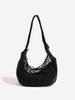 Beach Vacation Contrasting Mesh Bag, Cow Horn Bag, Women's Handbag, One Shoulder Crossbody, Hand Woven Bag, Fishing Net Armpit Bag