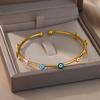 18K Gold Geometric Blue-Eyed Evil Eye Bracelet - Colorful and Versatile.