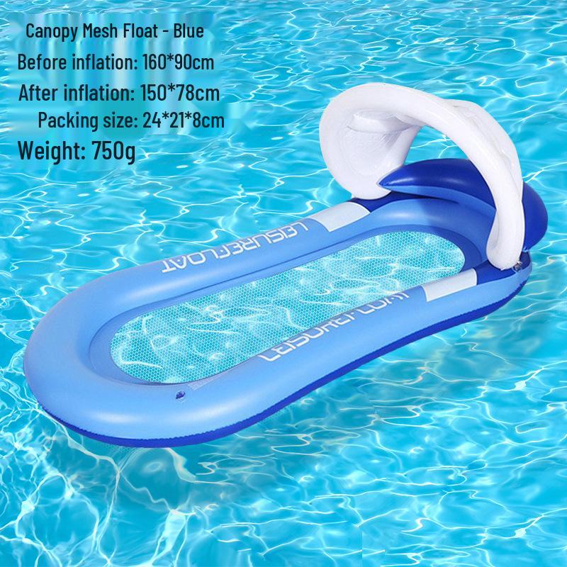 Inflatable Summer PVC Floating Bed with Sunshade and Backrest