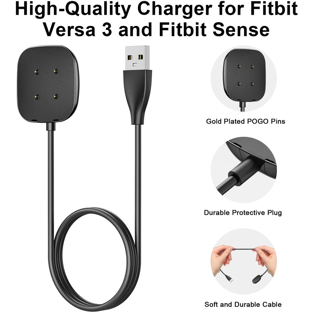 Přenosný USB magnetický nabíjecí dokovací adaptér pro Fitbit Versa 3 Rychlonabíjecí napájecí kabel pro Fitbit Sense Příslušenství pro chytré hodinky