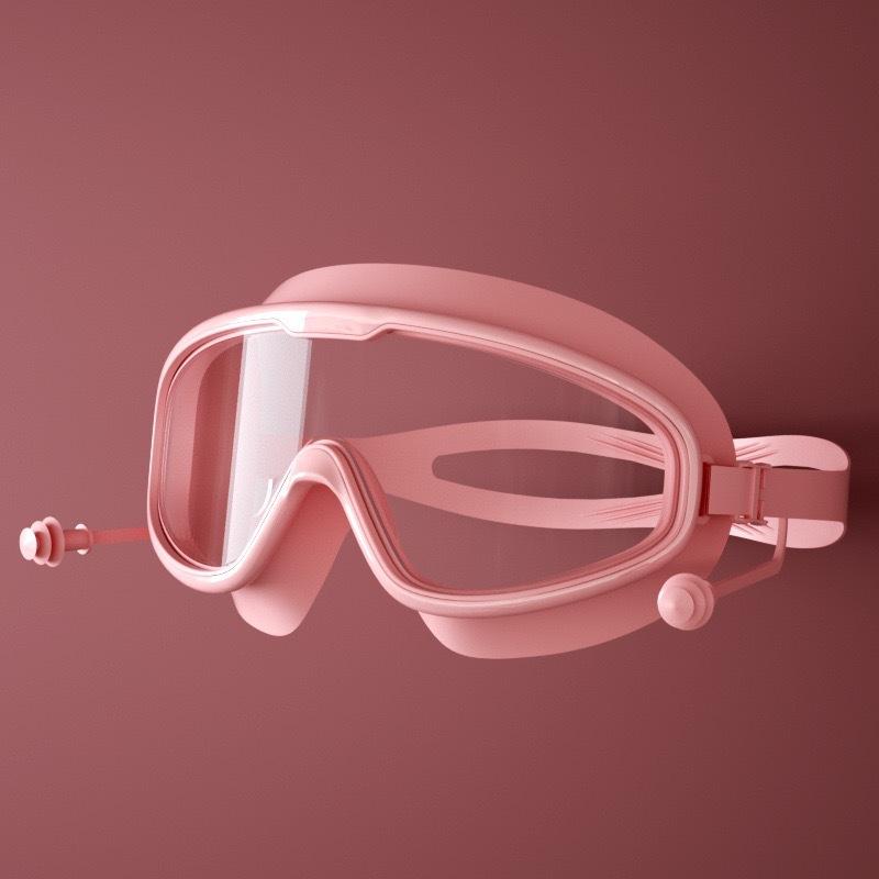 Risers Swimming Goggles Large Frame Nearsighted Swimming Goggles Waterproof Anti-fog HD Transparent One-piece Ear Plugs