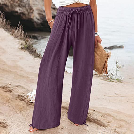 2026 Women's Cotton Linen Casual Solid Color Straight Leg Pants In Thirteen Colors