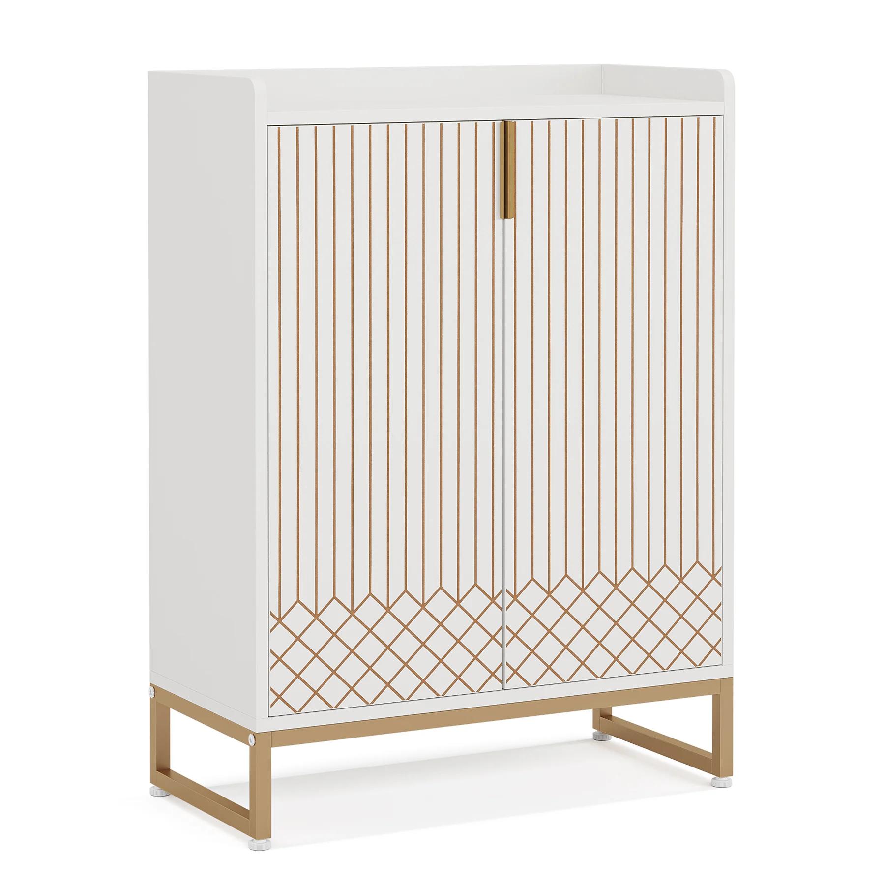 Tribesigns White Shoe Cabinets with Doors