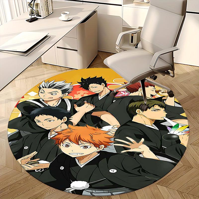 1pc Anime Cartoon Design Round Carpet for Office Chair Mat, NonSlip Rug Suitable for Home Decor, Living Room, Bedroom
