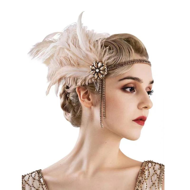 1920er Jahre Party Strasssteine Perlen Haarband Schmuck-Set Vintage Kopfschmuck Ohrringe Halskette Armband Handschuhe Für Damen Bankett Geschenk