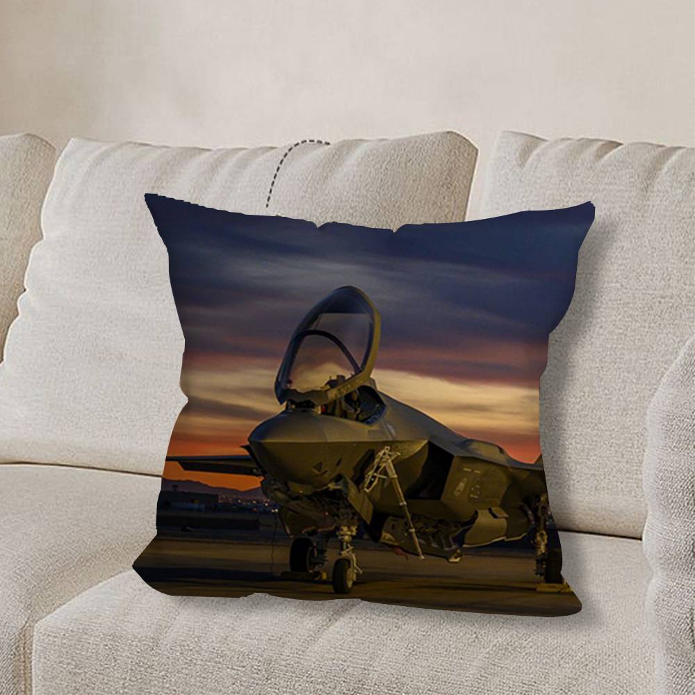 F-F35 F-Fighter Jets F22 Pillow Case Anti-dustmite Pillowcase Invisible Zipper Silky Short Plush Sofa Cushion Cover
