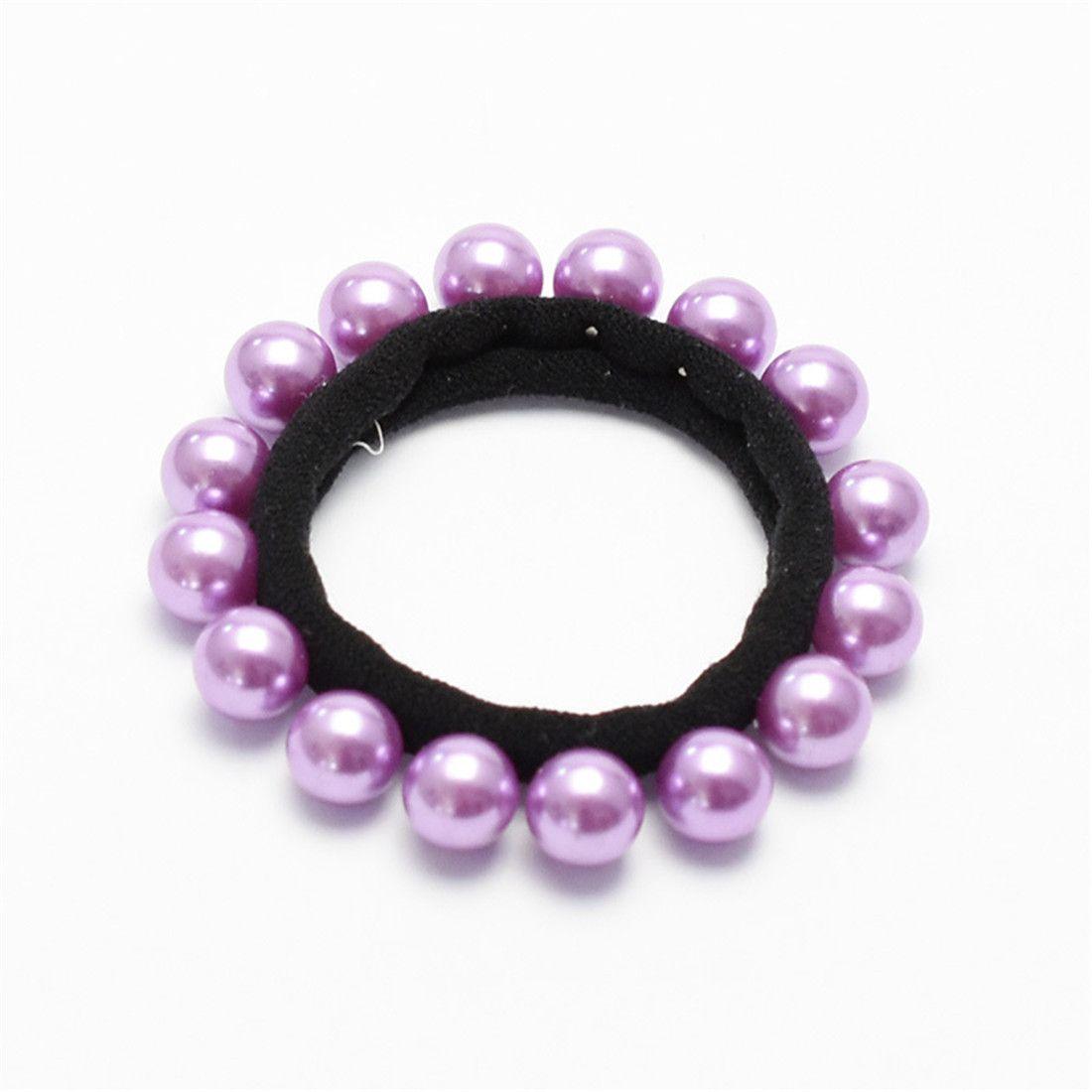 

Новый женский эластичный жемчужный ободок для волос, резинка для волос фиолетовый