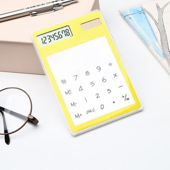 Transparent Calculator 8-Digit Display Calculator Solar Power Supply Calculator for Home School