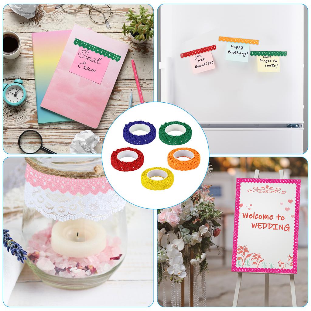 3/4ks Samolepicí krajková páska Krajková stuha Bavlněná washi ozdobná nálepka Maskovací pro scrapbookování Výroba DIY přání 0,7" Široká 2 yardy