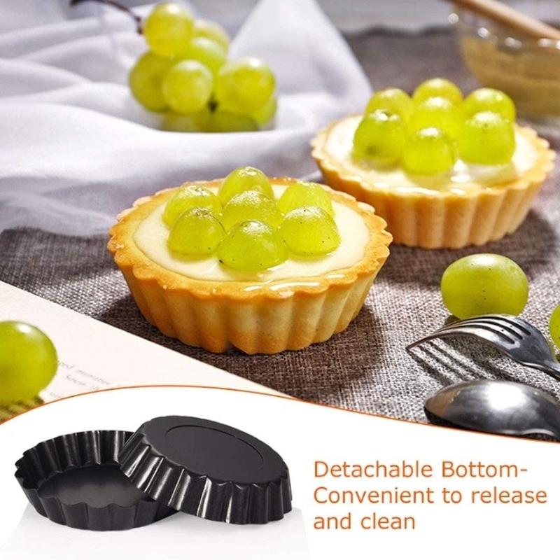 6Pcs Non-stick Tart Quiche Flan Pan Mold Pie Pizza Cake Mold Cupcake Egg Tart Tartlet Baking Mold Muffin Cup Pizza Pan Bakeware