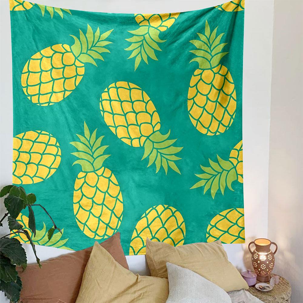 Tropical Pineapple Pattern Design Patterned Tapestry Decorative Wall Hanging, Home Bedroom Living Room Decor