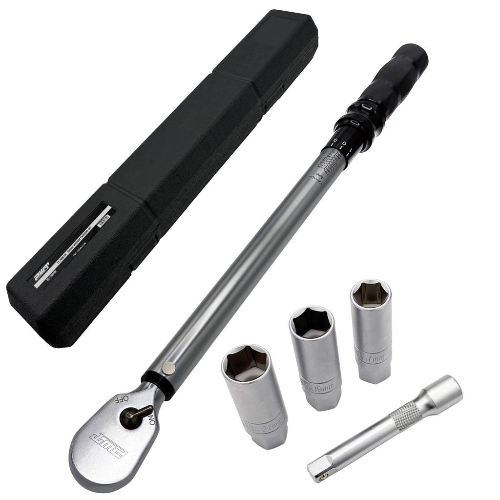 PWT Torque Wrench Auto Tire Change Torque Wrench Set 90 Gears with Deep Socket for Wheel Nuts Made in Taiwan 12.7mm (1/2 inch) 20-200Nm