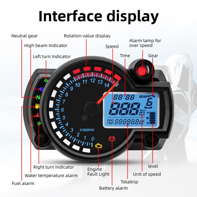 12V Universal 7 Color Backlight Motorcycle Speedometer Tachometer RPM Odometer Panel Dashboard for Honda Suzuki Yamaha Kawasaki