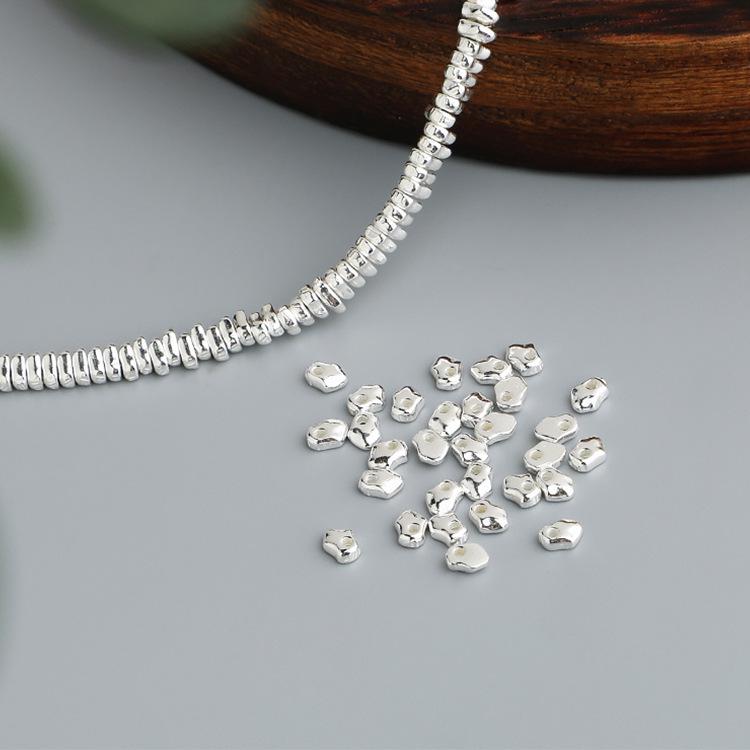 S925 Sterling Silver Irregular Nugget Spacer Beads for DIY Bracelets & Necklaces