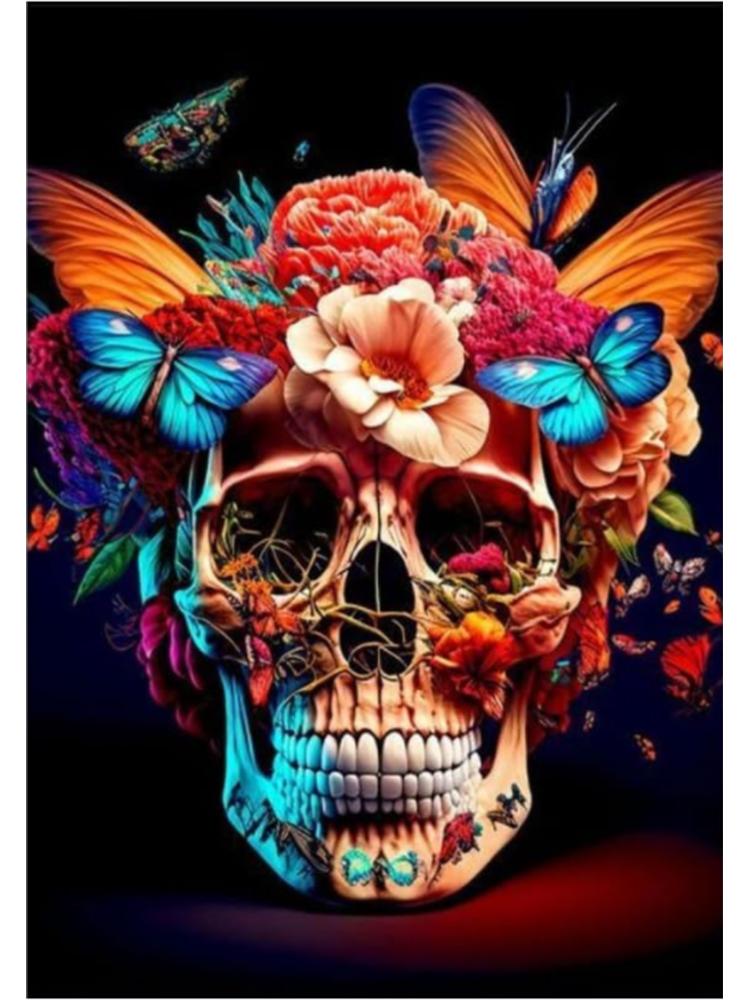 New 2024 DIY 5D Diamond Painted Skull Butterfly Rose Full Round Square Diamond Embroidery Mosaic Cross Embroidery Set