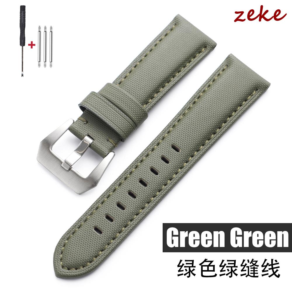 Universal Stitching Watch Band Durable Sailcloth & Leather Watch Strap 20mm 22mm 24mm 26mm Watchband Accessories Perforated Belt