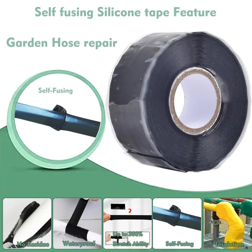 Silicone Water Pipe Leakage Repair Tapes Waterproof Self Fusing Tpae High Temperature Resistant Insulating Plumbing Hose Tape