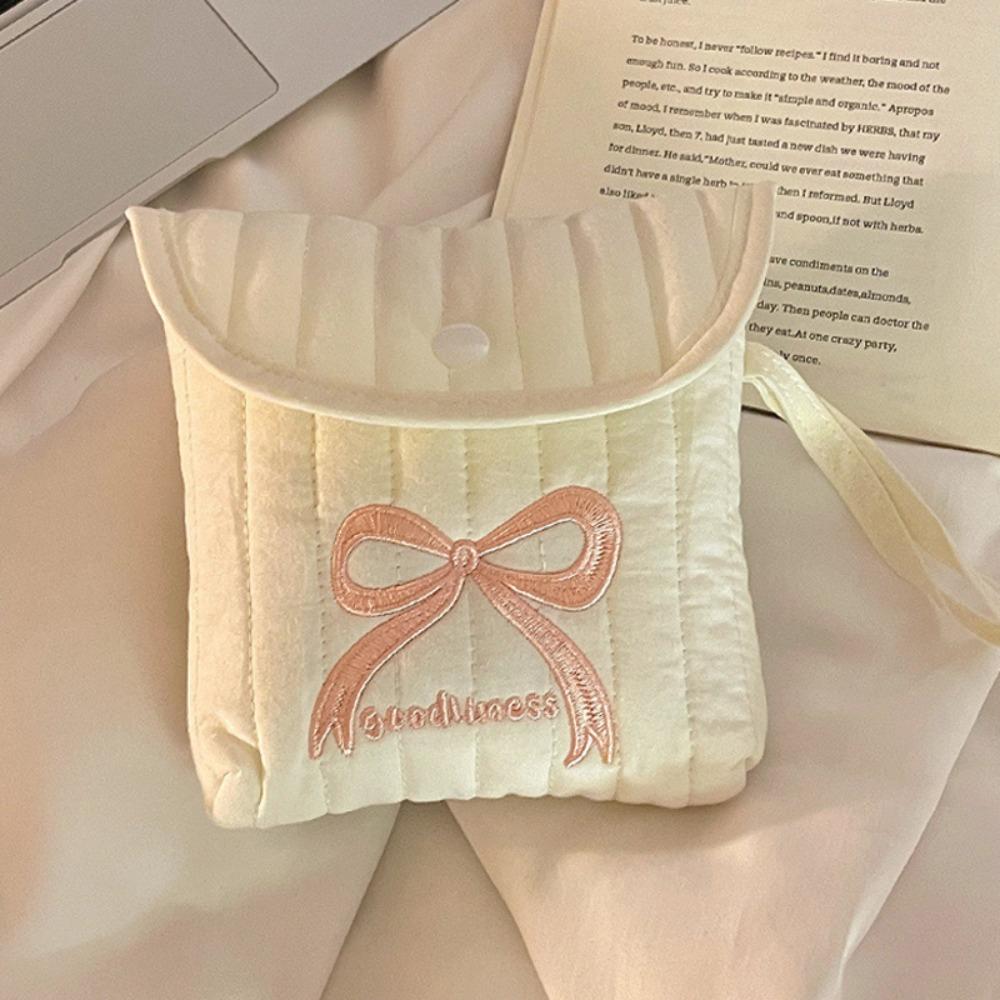 New Bow Period Bag Large Capacity Portable Sanitary Napkin Storage Bag Multifunctional Tampon Holder Girl