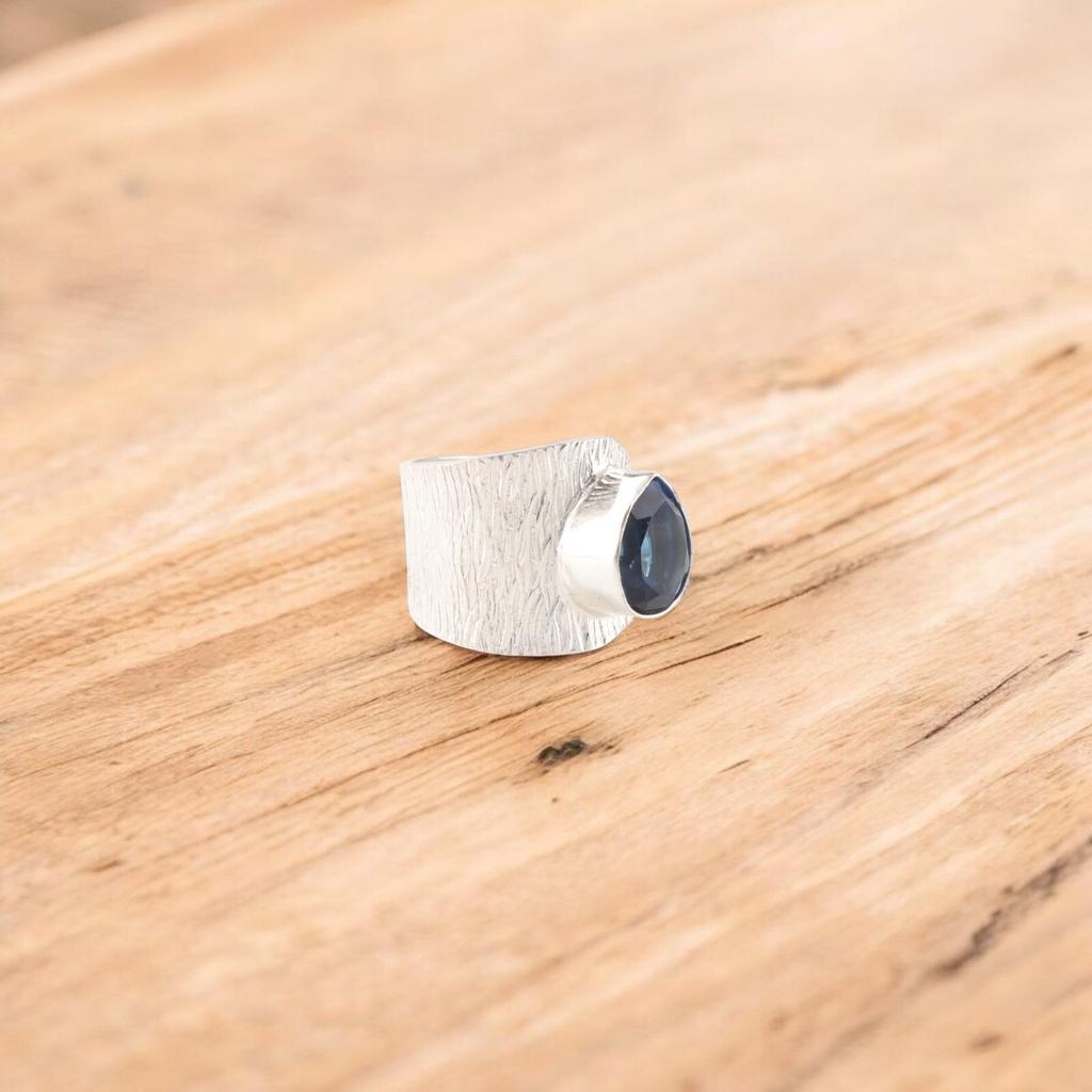 London Blue Topaz Gemstone 925 Solid Silver Jewelry Handmade Ring New Year Gift RR-63-5