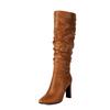 Women's High-heeled Boots Autumn and Winter New Simple Temperament Solid Color Large Size Versatile Medium Boots