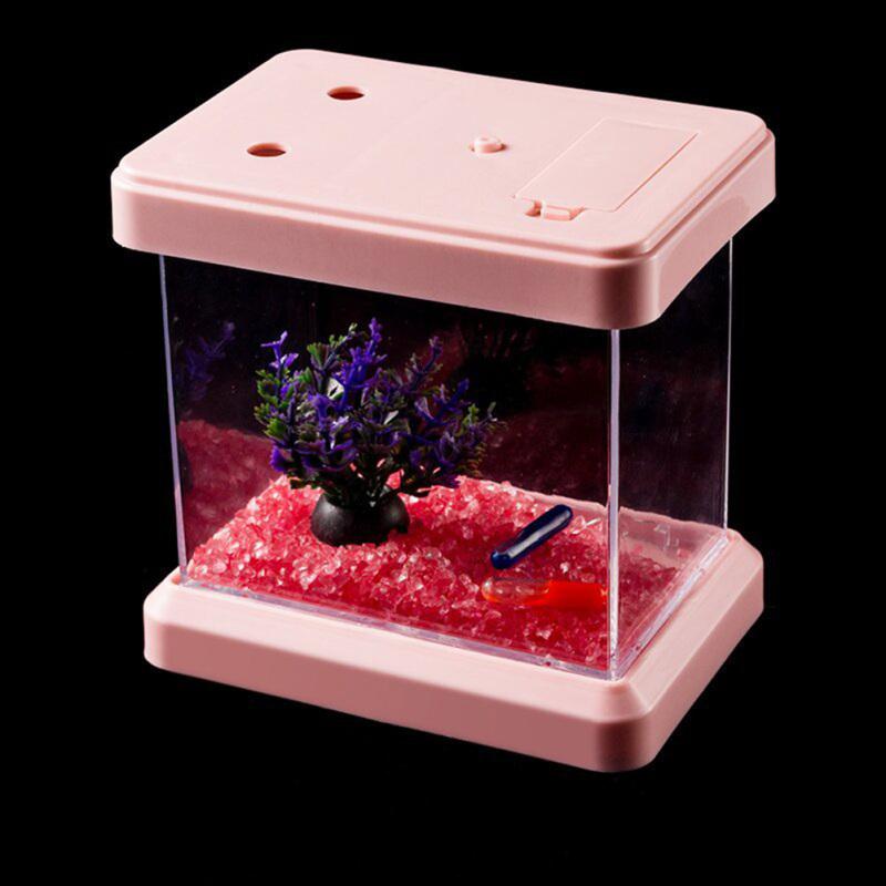 Nowy! Mini kolorowe akwarium zmieniające kolor Odpinany pulpit do oglądania krajobrazu dla żółwi rybnych