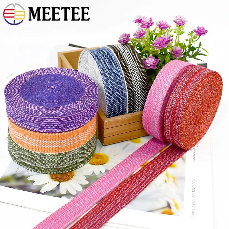 1/2/3/4/5M Cotton Ramie Webbing Strap Tape Jacquard Band Backpack Bag Belt Ribbons DIY Sewing Biasband Clothing Accessories