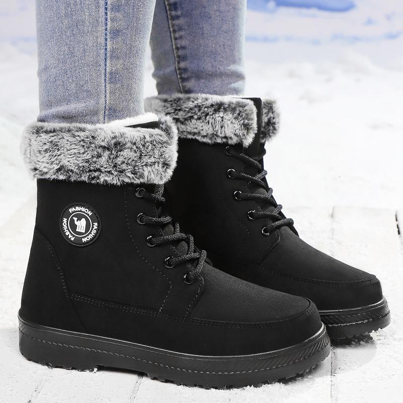 Snow Boots Women's High-top Cotton Boots Cold-proof and Warm Boots Women's Velvet Thickened Cotton Shoes Soft-soled Versatile Boots